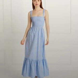 Hill House Hill House The Anjuli Nap Dress - Blue Clip Dot Check